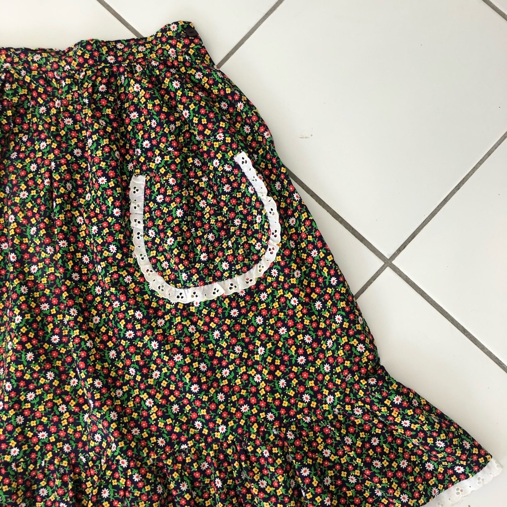 Vintage Floral Lace Cotton Skirt